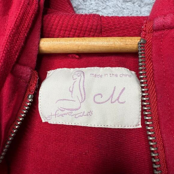 Vintage Hinano Tahiti Jacket Women's Medium Red Floral Island Girl Quarter Zip - Picture 12 of 13